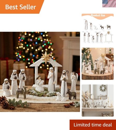 White nativity set resin - white, set,